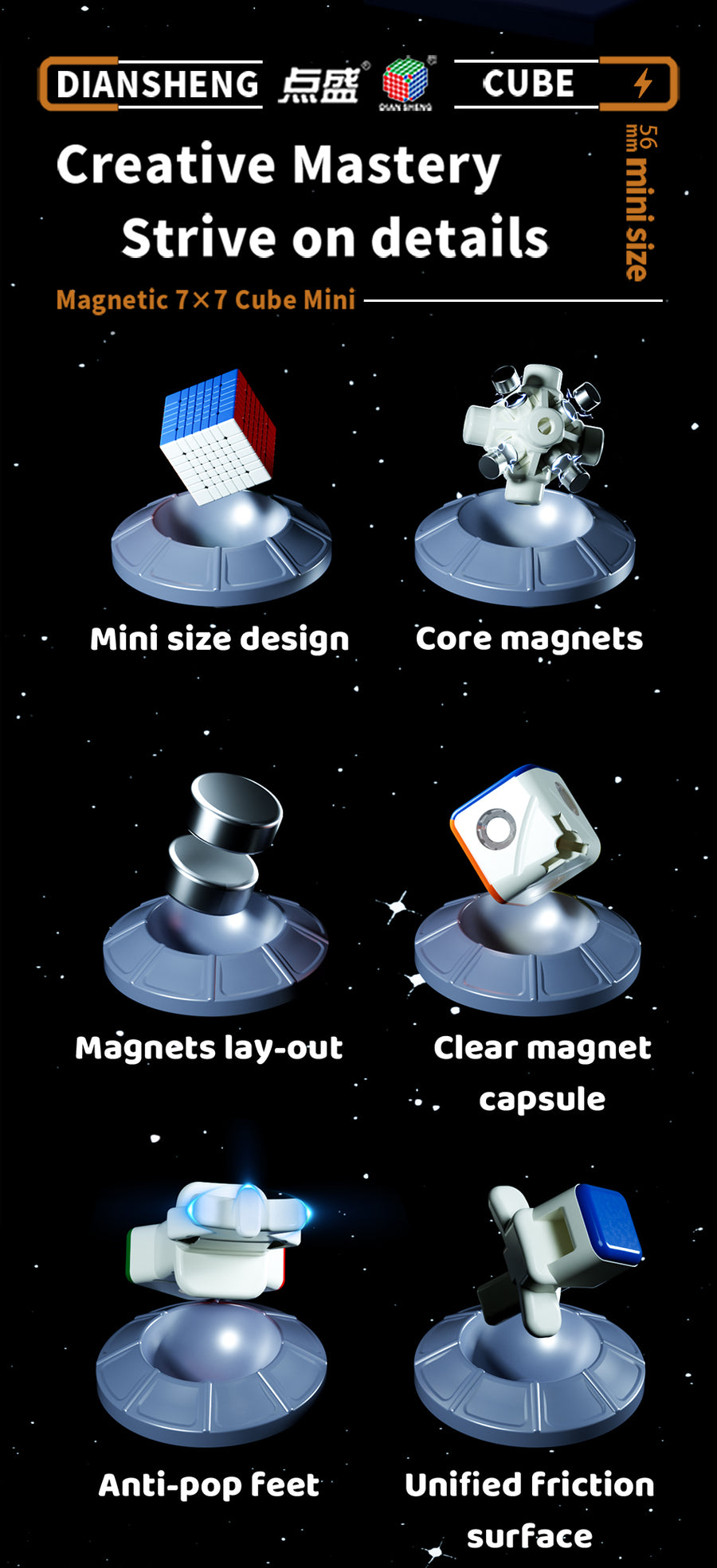 Diansheng Super Mini Cube 7x7 (Core Magnetic)